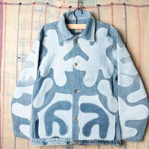 Custom upcycled patchwork denim jacket